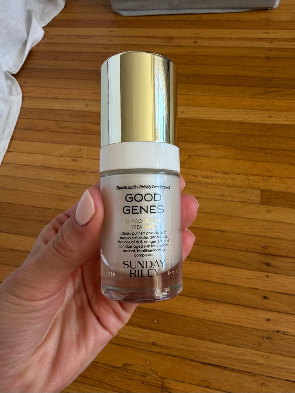 Sunday Riley Good Genes Serum Bottle in White and Gold